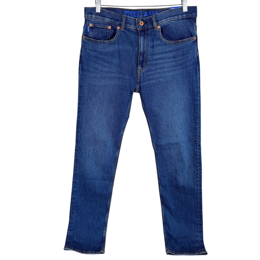 NEW HUGO Boss Ash Slim Fit Jeans Mens 32x32 Blue Medium Wash Stretch Denim $98